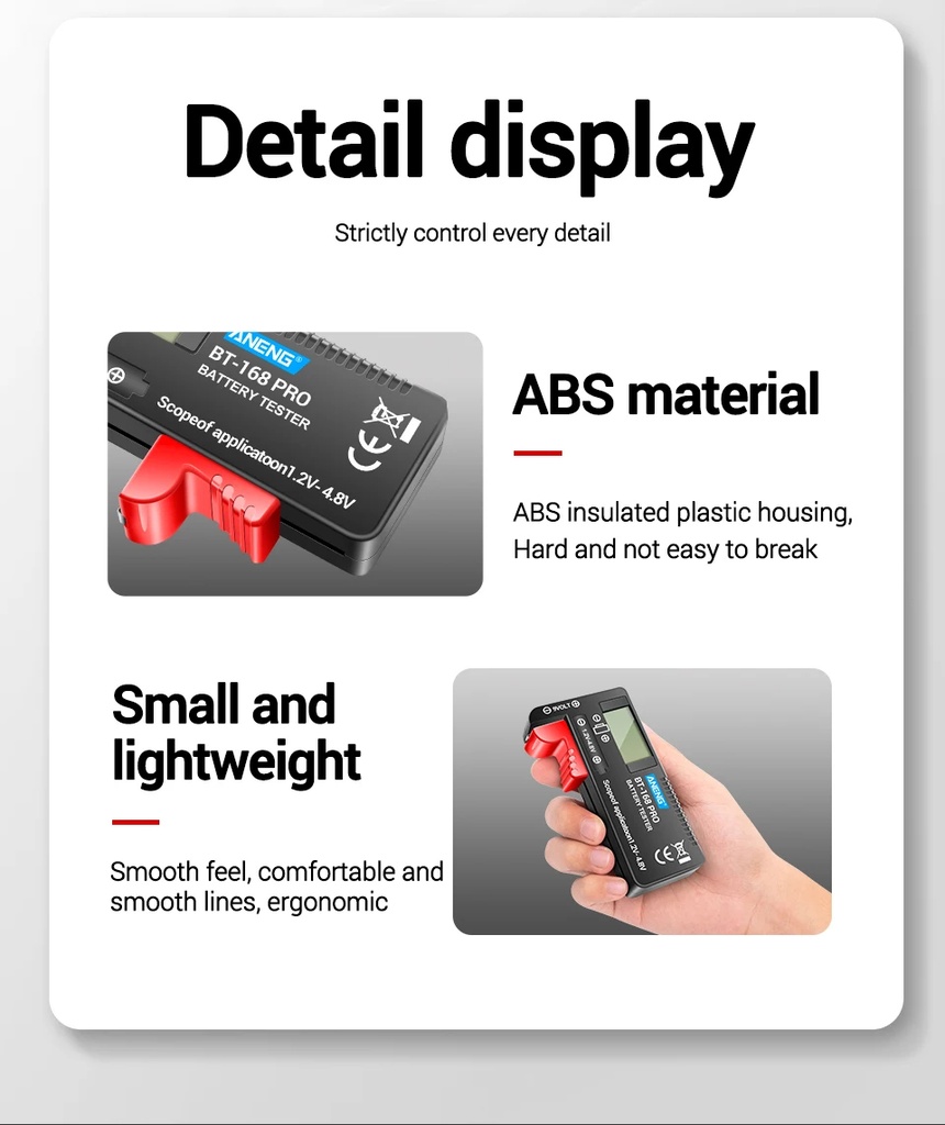 ANENG BT-168 PRO Digital Lithium Battery Capacity Tester Checkered Load Analyzer Display Check AAA AA Button Cell Universal Test