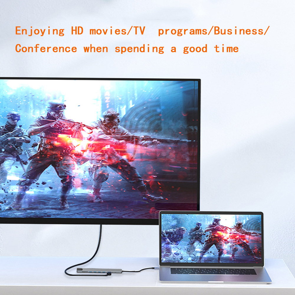 USB C Hub 10in1 Type C 3.0 To 4K HDMI Adapter With RJ45 SD/TF Card Reader PD 100W Fast Charge For Notebook Laptop Computer