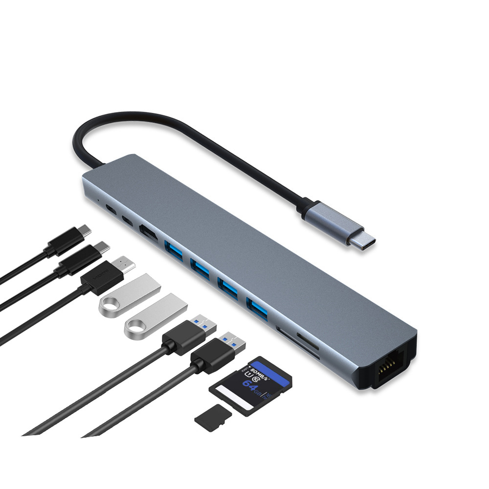 USB C Hub 10in1 Type C 3.0 To 4K HDMI Adapter With RJ45 SD/TF Card Reader PD 100W Fast Charge For Notebook Laptop Computer