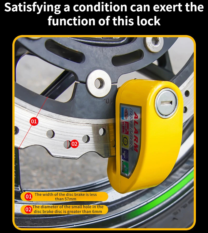 Motorcycle Wheel Disc Brake Alarm Lock Safety Protection Padlock Anti-Theft Reminder Aluminum Alloy Motorcycle Accessories