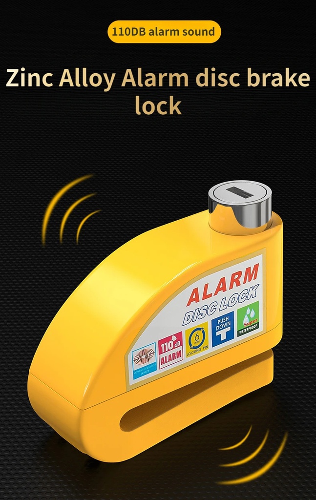 Motorcycle Wheel Disc Brake Alarm Lock Safety Protection Padlock Anti-Theft Reminder Aluminum Alloy Motorcycle Accessories