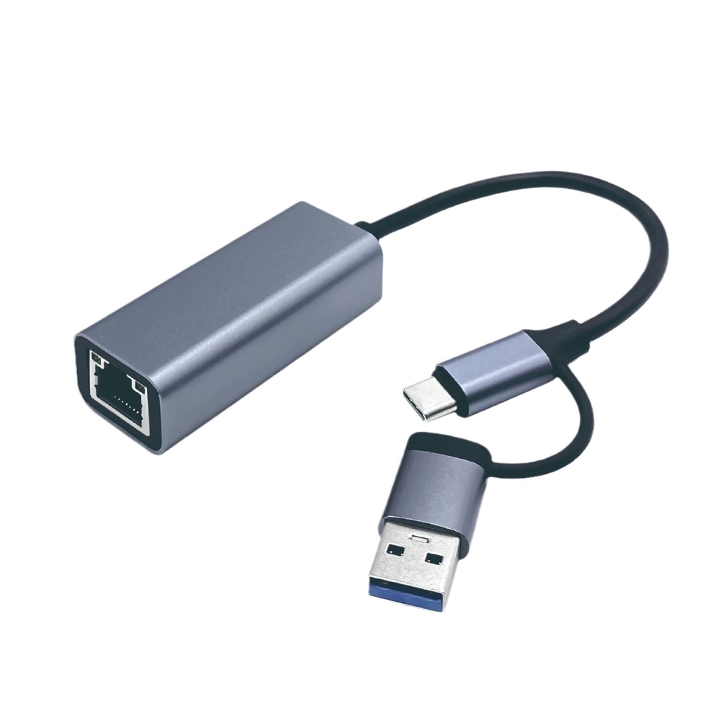 Type C gigabit 1000Mbps driver-free network card dual adapter USB3.0 to network port rj45 wired network converter