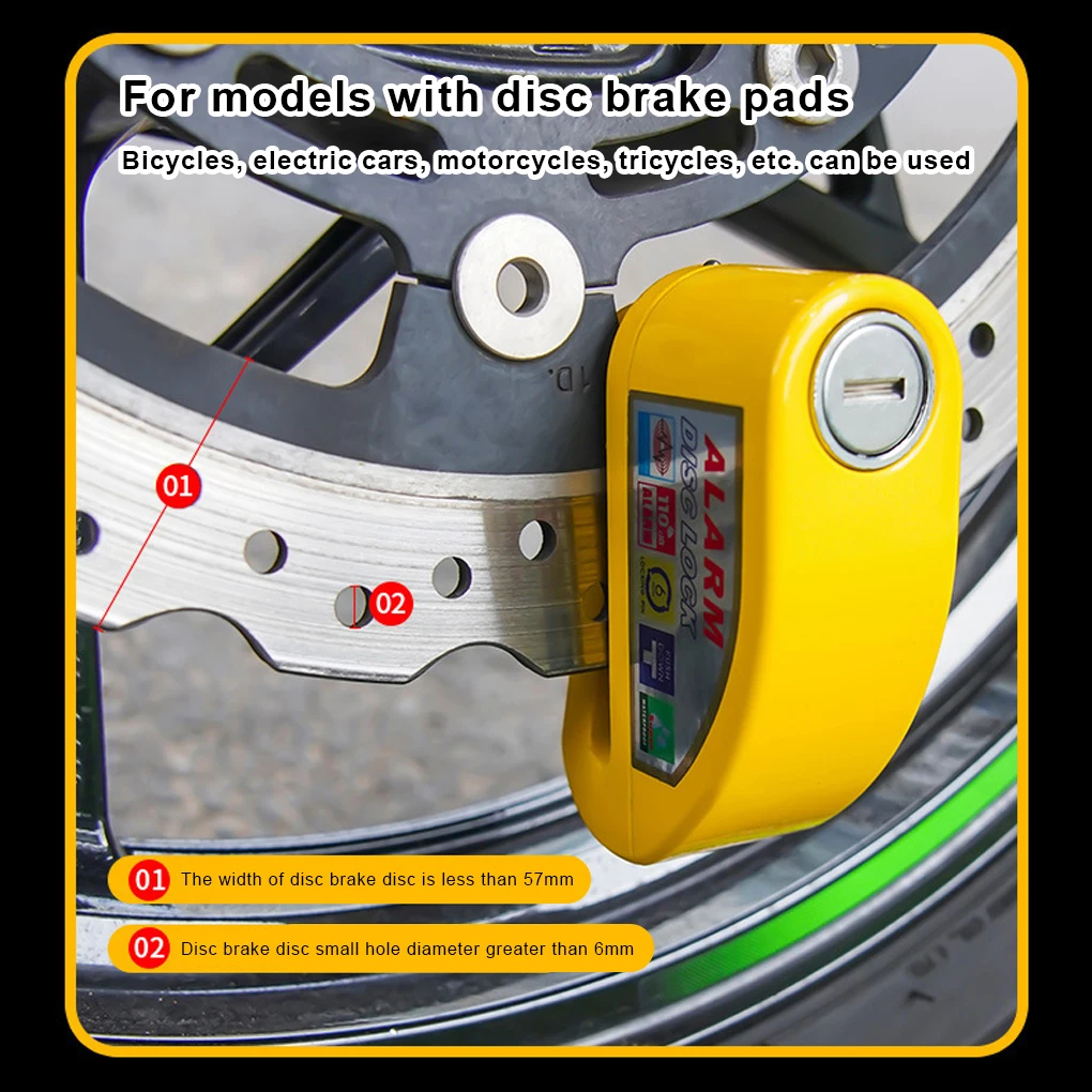 Motorcycle Wheel Disc Brake Alarm Lock Safety Protection Padlock Anti-Theft Reminder Aluminum Alloy Motorcycle Accessories