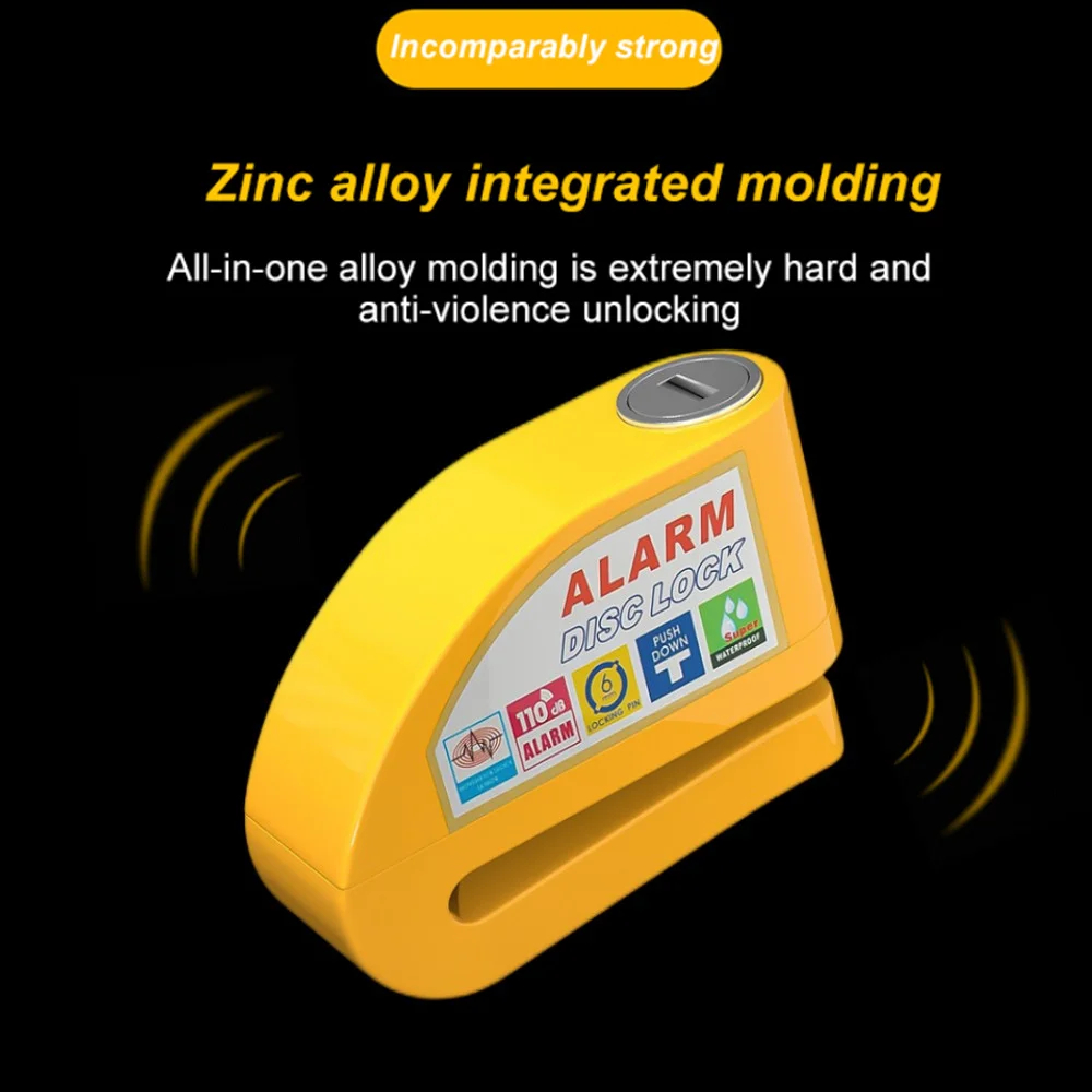 Motorcycle Wheel Disc Brake Alarm Lock Safety Protection Padlock Anti-Theft Reminder Aluminum Alloy Motorcycle Accessories