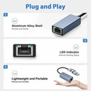 Type C gigabit 1000Mbps driver-free network card dual adapter USB3.0 to network port rj45 wired network converter