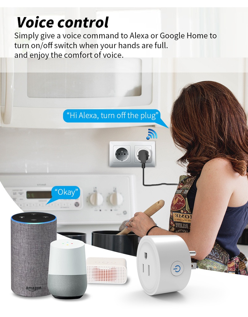 Tuya Smart life wifi metering socket smart plug mobile phone remote voice control (ESS Gadgets)