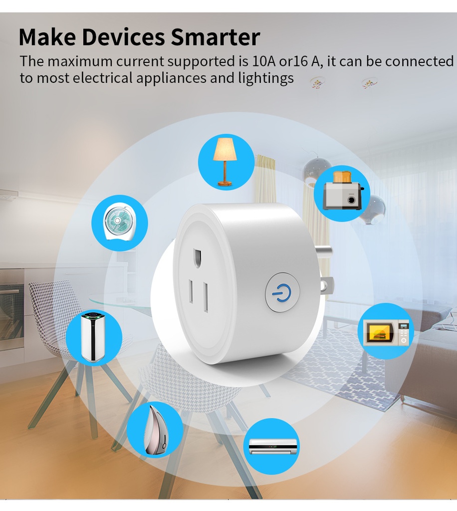Tuya Smart life wifi metering socket smart plug mobile phone remote voice control (ESS Gadgets)