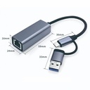 Type C gigabit 1000Mbps driver-free network card dual adapter USB3.0 to network port rj45 wired network converter