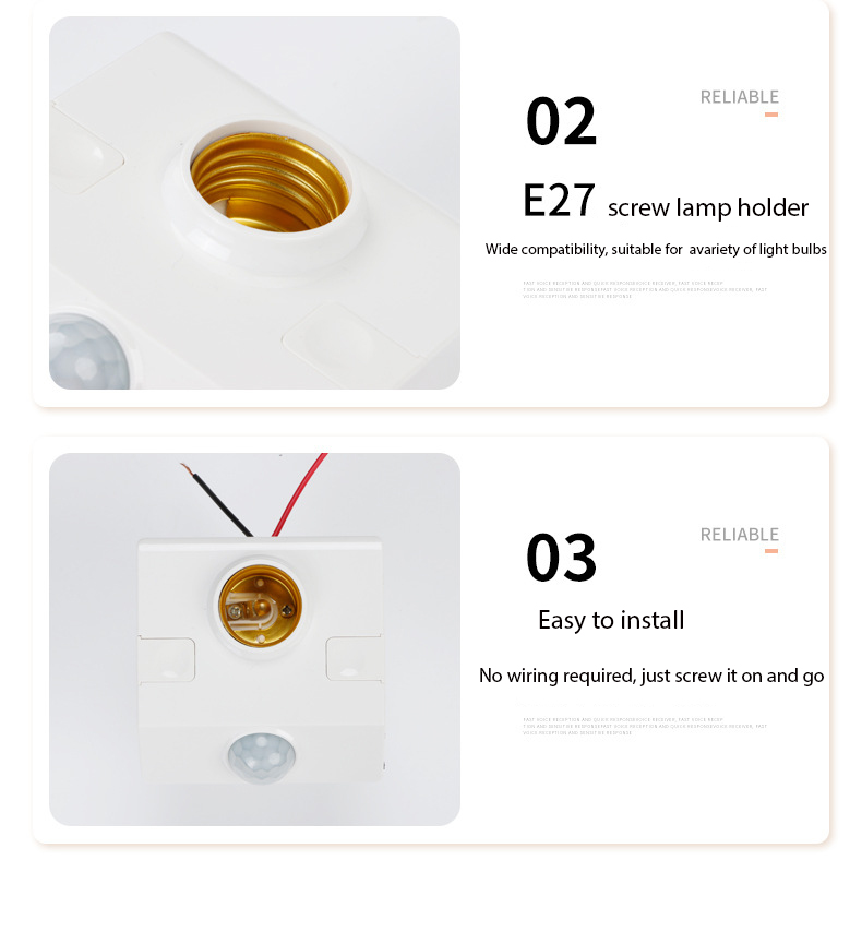 220V E27 LED Lamp Base Holder Human Body Induction Infrared Motion Sensor With Light Control Switch Bulb Socket Adapter