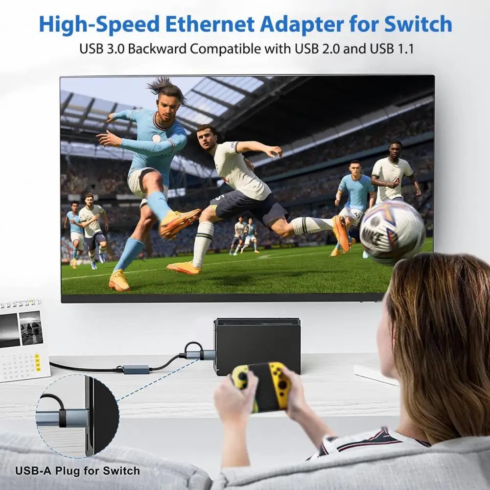 Type C gigabit 1000Mbps driver-free network card dual adapter USB3.0 to network port rj45 wired network converter