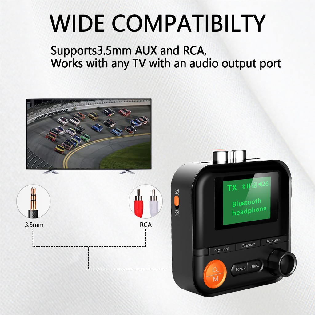 Wireless Bluetooth-compatible 5.2 Receiver HiFi Stereo Audio Adapter With Display Support AUX 2RCA TF