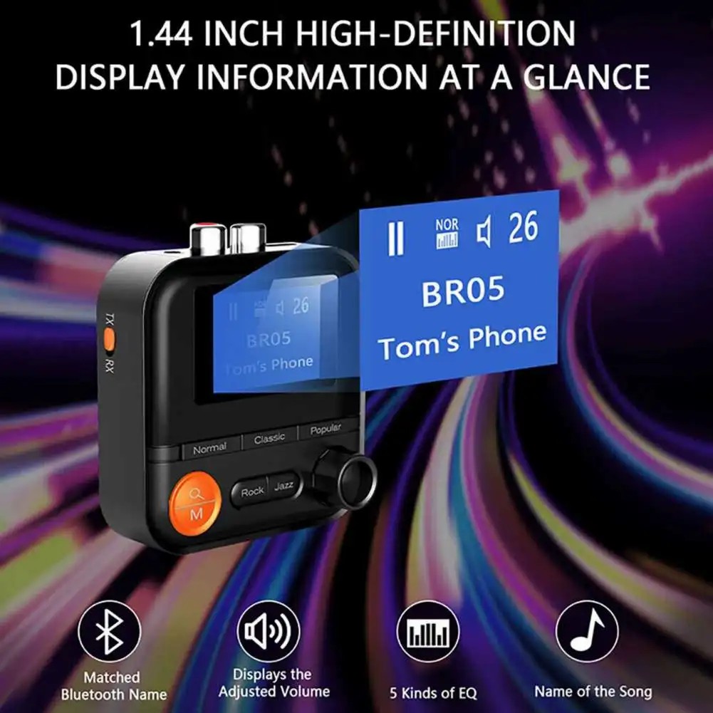 Wireless Bluetooth-compatible 5.2 Receiver HiFi Stereo Audio Adapter With Display Support AUX 2RCA TF