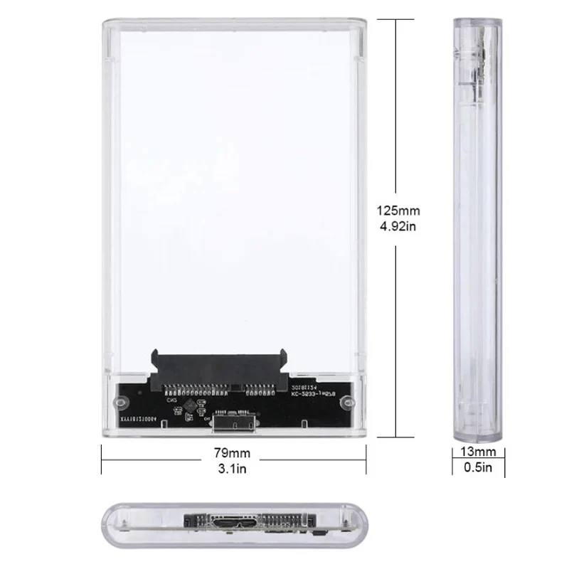 USB 3.0 Transparent 2.5inch Hard Drive Enclosure SATA Serial Port SSD HDD  Plug and Play for Notebook Computer