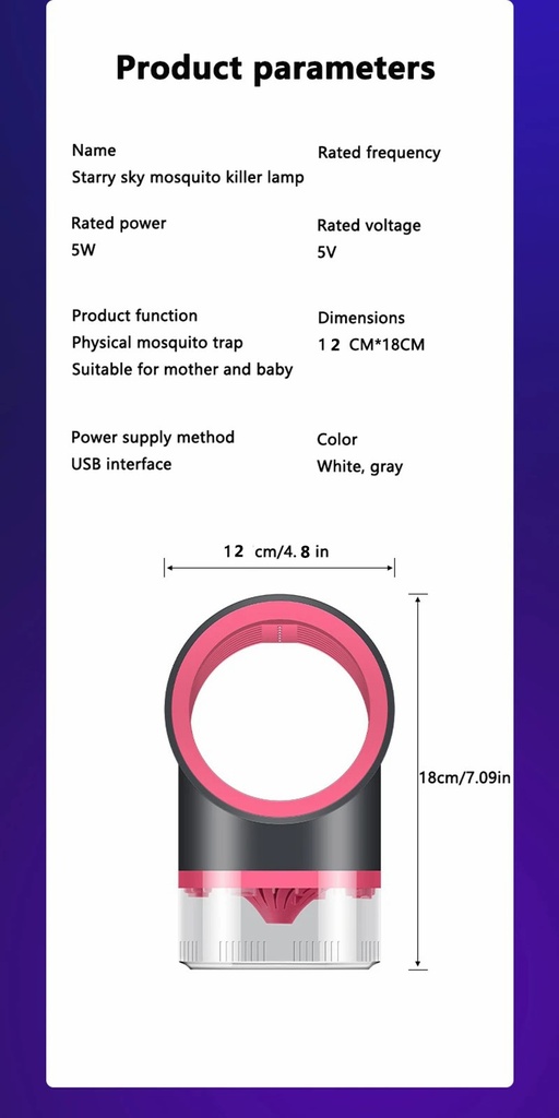 USB photocatalytic mini mosquito killer lamp