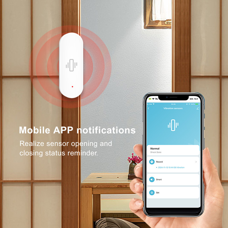 Smart Vibration Sensor Detection Tuya Smart Life APP Notification Real-Time Motion Shock Alarm