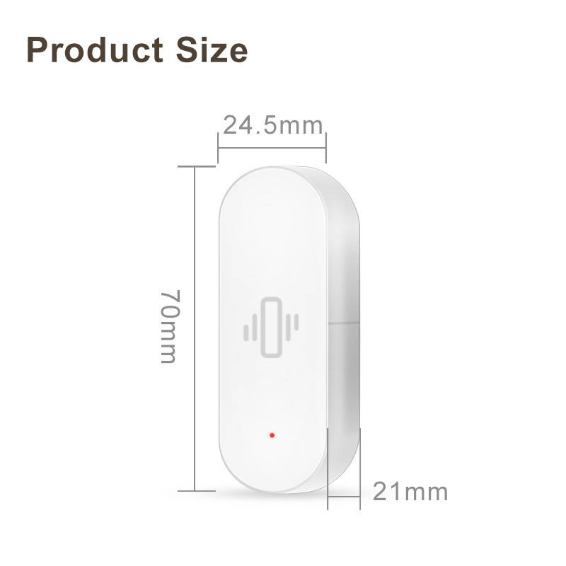 Smart Vibration Sensor Detection Tuya Smart Life APP Notification Real-Time Motion Shock Alarm