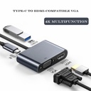 4 in 1 Type C to 4K HDMI TV HDTV +VGA+USB 3.0 Hub+60W PD OTG Charging Power Audio Video Adapter Cable