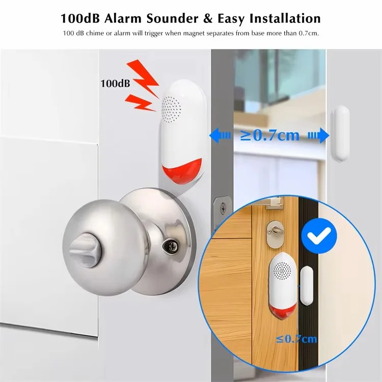 TUYA WIFI 120 dB Alarm Smart Home Door and Window Sensor Alarm Magnetic Alarm