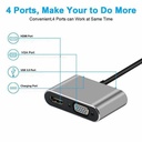4 in 1 Type C to 4K HDMI TV HDTV +VGA+USB 3.0 Hub+60W PD OTG Charging Power Audio Video Adapter Cable