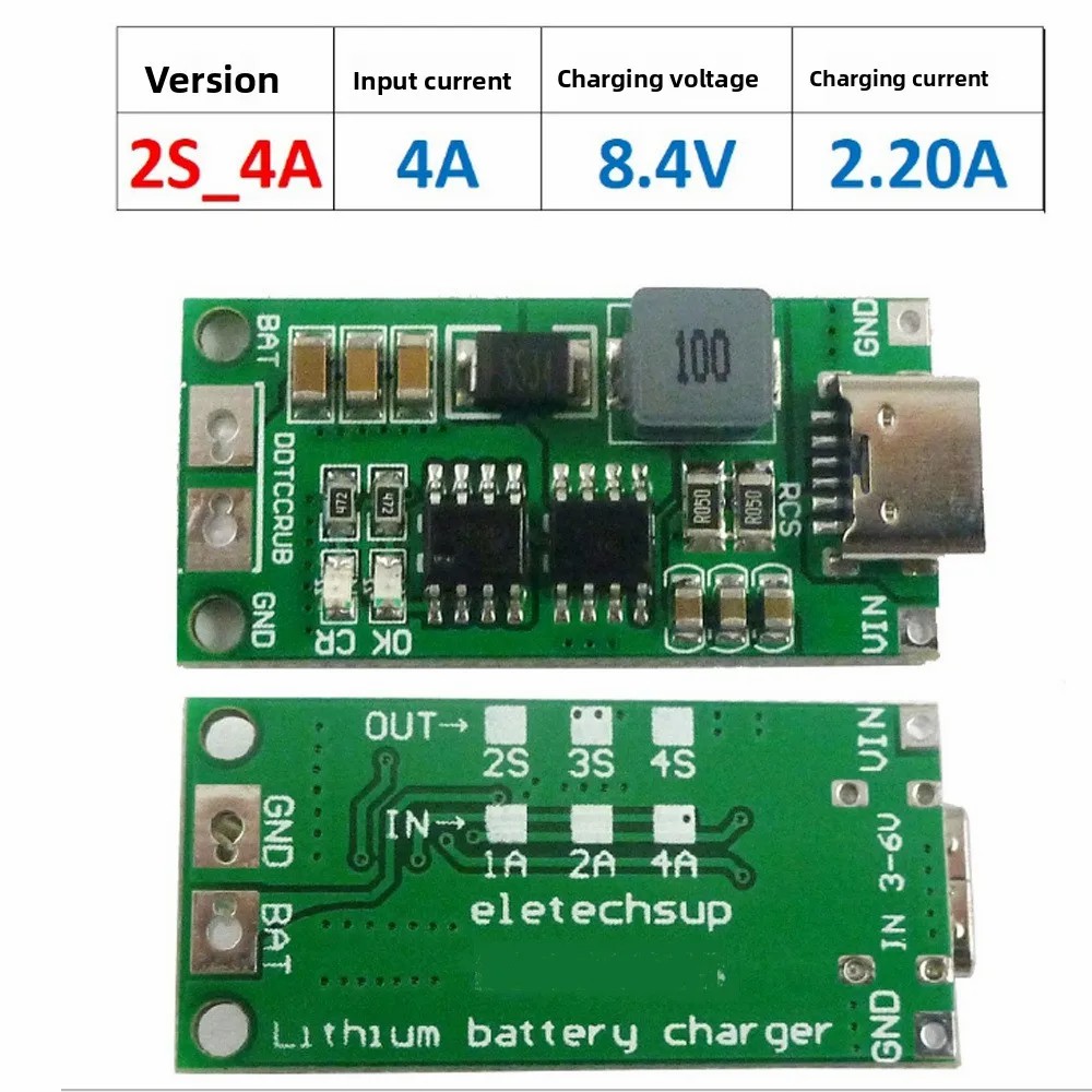 8.4V 12.6V 16.8V Type-C USB Mini Li-ion Battery Charger Board Step-Up Boost Module