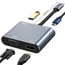 4 in 1 Type C to 4K HDMI TV HDTV +VGA+USB 3.0 Hub+60W PD OTG Charging Power Audio Video Adapter Cable