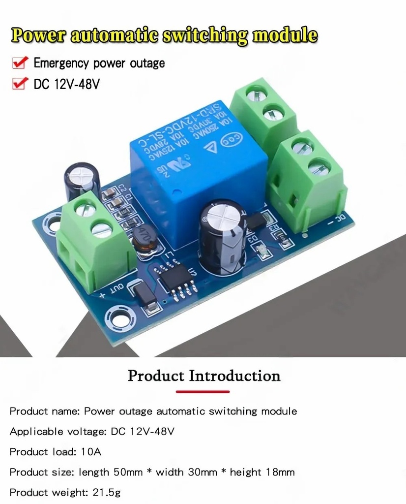 YX-X804 Power-OFF Protection Module Automatic Switching Module UPS Emergency Cut-off Battery Power Supply 12V to 48V Control Board