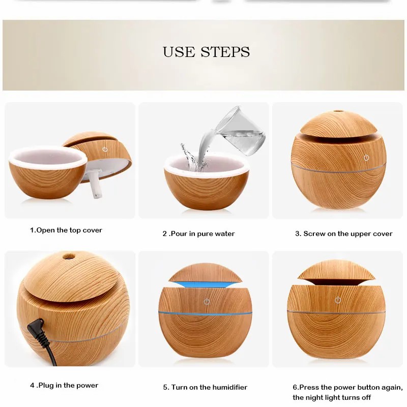 Mini Aroma Diffuser 130ml Ultrasonic Water-soluble Essential Oil Ultra Quiet Diffusers