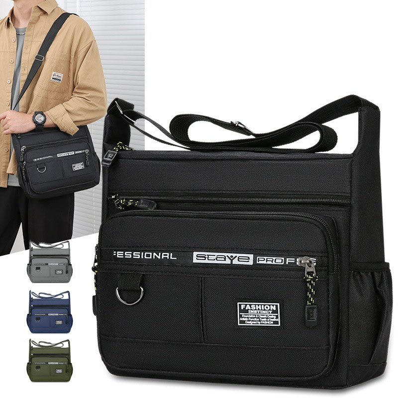 Men's shoulder bag with multiple pockets for business storage coin purse business casual simple crossbody bag