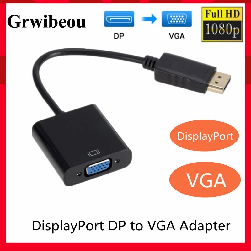 1080P Display Port DP To VGA Adapter Cable Male To Female Converter for PC Computer Laptop HDTV Monitor Projector