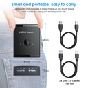 KVM USB 3.0 Bidirectional Switch Selector 2 to 1 PCs Sharing or 1 to 2 Hub for Keyboard Mouse Scanner Printer