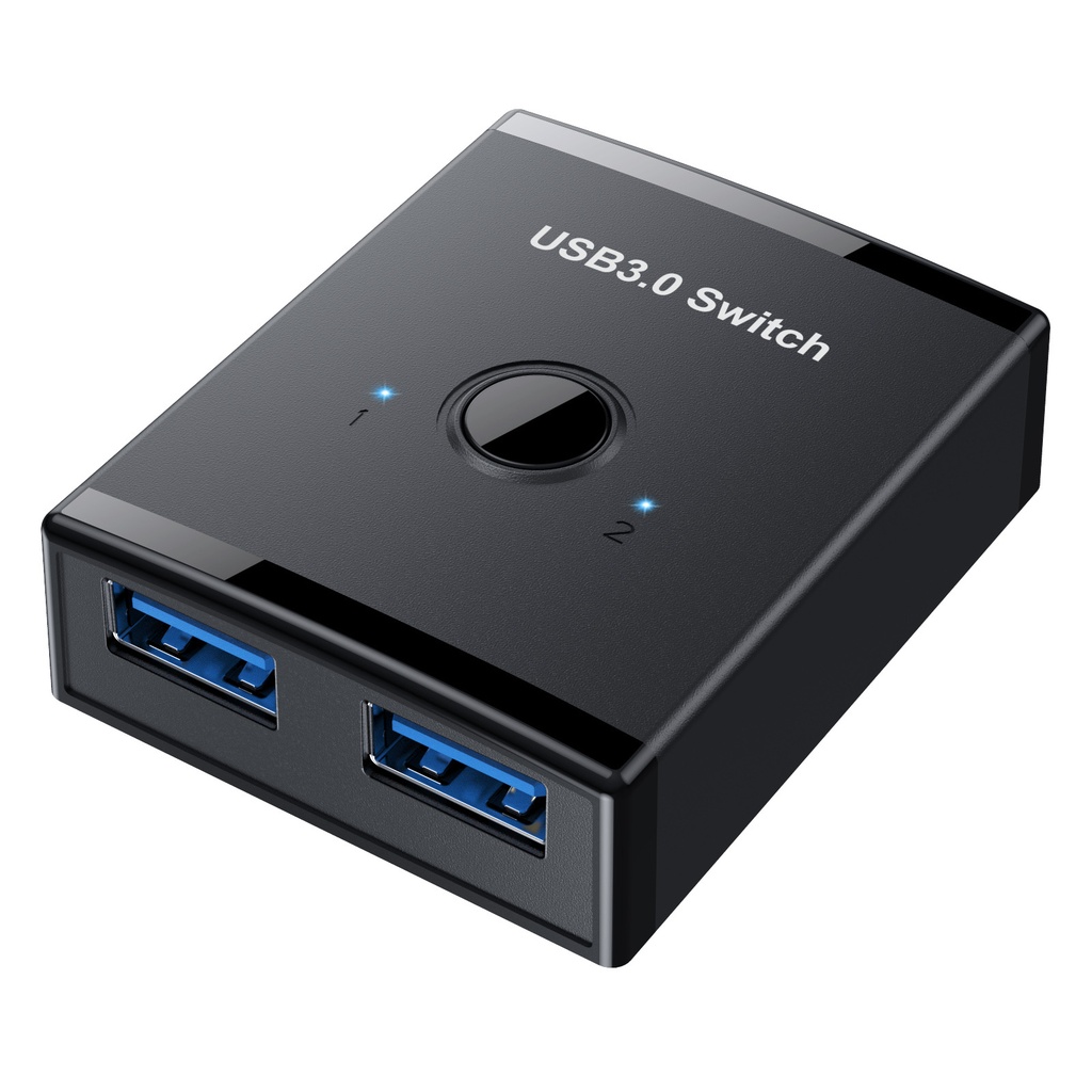 KVM USB 3.0 Bidirectional Switch Selector 2 to 1 PCs Sharing or 1 to 2 Hub for Keyboard Mouse Scanner Printer