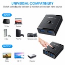 KVM USB 3.0 Bidirectional Switch Selector 2 to 1 PCs Sharing or 1 to 2 Hub for Keyboard Mouse Scanner Printer