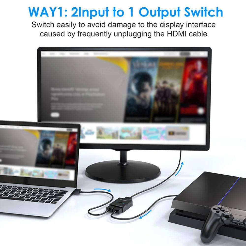 KVM USB 3.0 Bidirectional Switch Selector 2 to 1 PCs Sharing or 1 to 2 Hub for Keyboard Mouse Scanner Printer