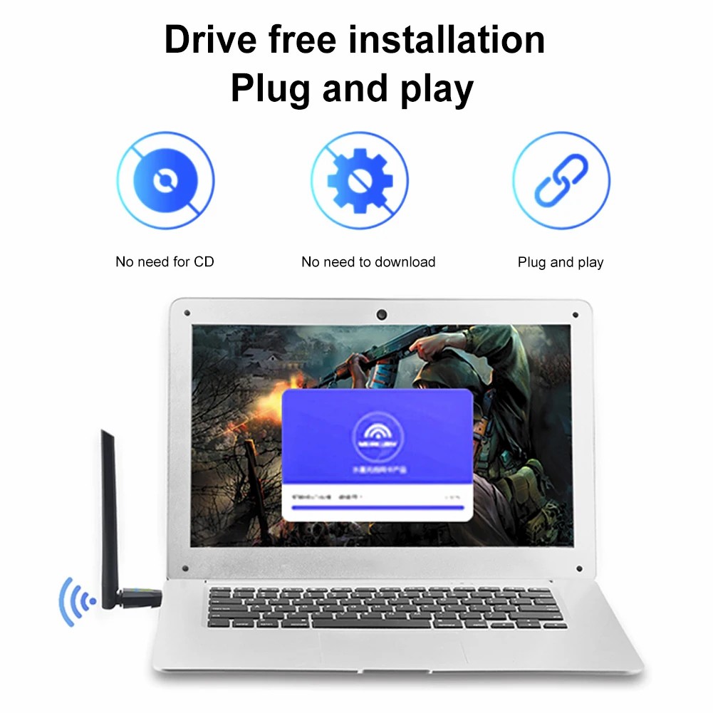 WIFI 6 WIFI Signal Receiver with High Gain Antenna 2.4G 286Mbps Wireless Adapter WPA3 Security AX286M Driver Free for Win7/10/11