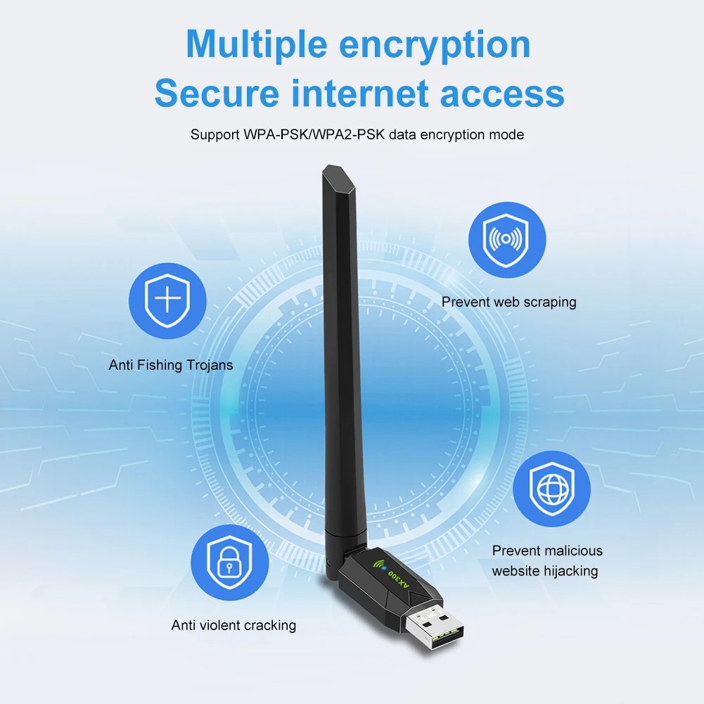 WIFI 6 WIFI Signal Receiver with High Gain Antenna 2.4G 286Mbps Wireless Adapter WPA3 Security AX286M Driver Free for Win7/10/11