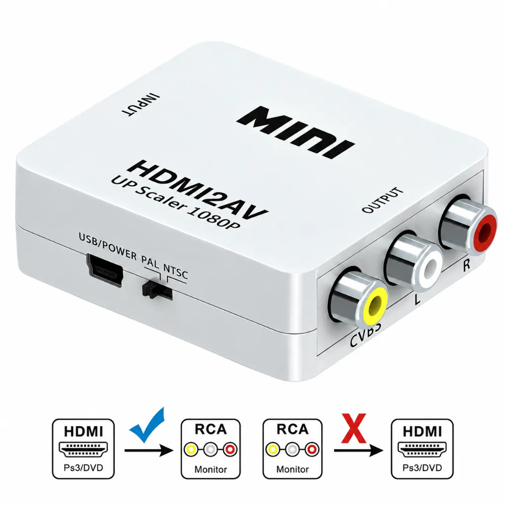 Mini HDMI to AV Upscaler Product Diagram.webp