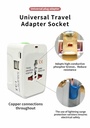 Universal Travel Adapter Type-C Multi-functional Dual USB Portable Travel Adapter
