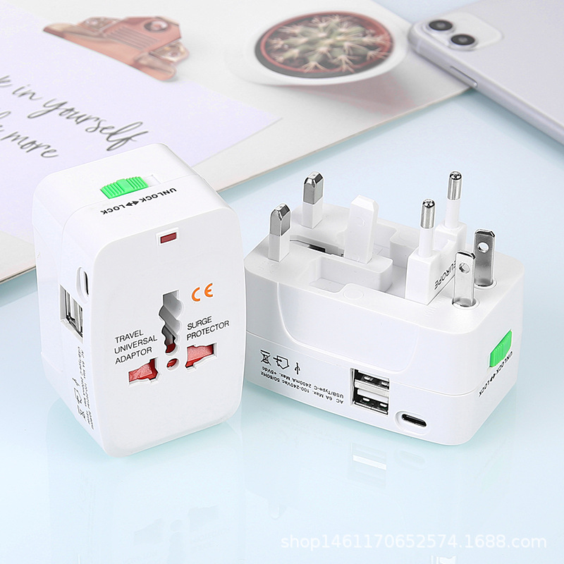 Universal Travel Adapter Type-C Multi-functional Dual USB Portable Travel Adapter