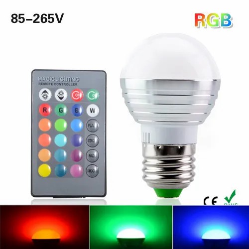 E27 RGB LED Sopt light With Remote 3W 85-265V LED RGB Bulb Light 16 Color Change lamp