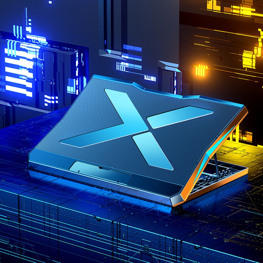 Q3 Laptop Cooling Pad Laptop Cooler 6 Height Levels Adjustable Notebook Computer Cooling Stand with 6 Cooling Fans 2 USB Ports