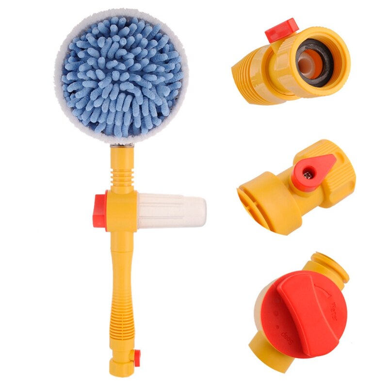 Car Rotating Clean Round Brush Rotating Auto Water Spray Brush Car Wash Cleaning Brush Car Washer Auto Parts Round Brush