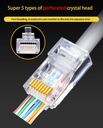 Pass Through RJ45 Cat6/Cat5e Connectors Crystal End Gold-Plated 8P8C Crimp UTP Standard Ethernet Network Modular Plug