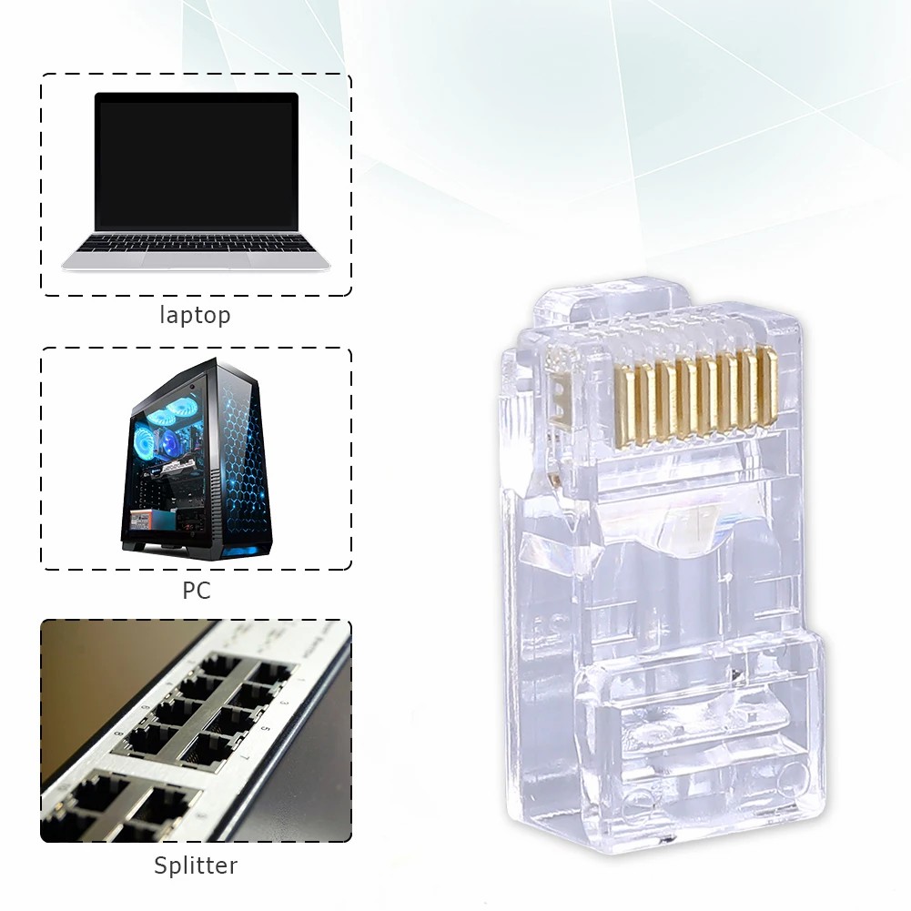 Cat5E RJ45 8P8C network cable connector (10Pcs)