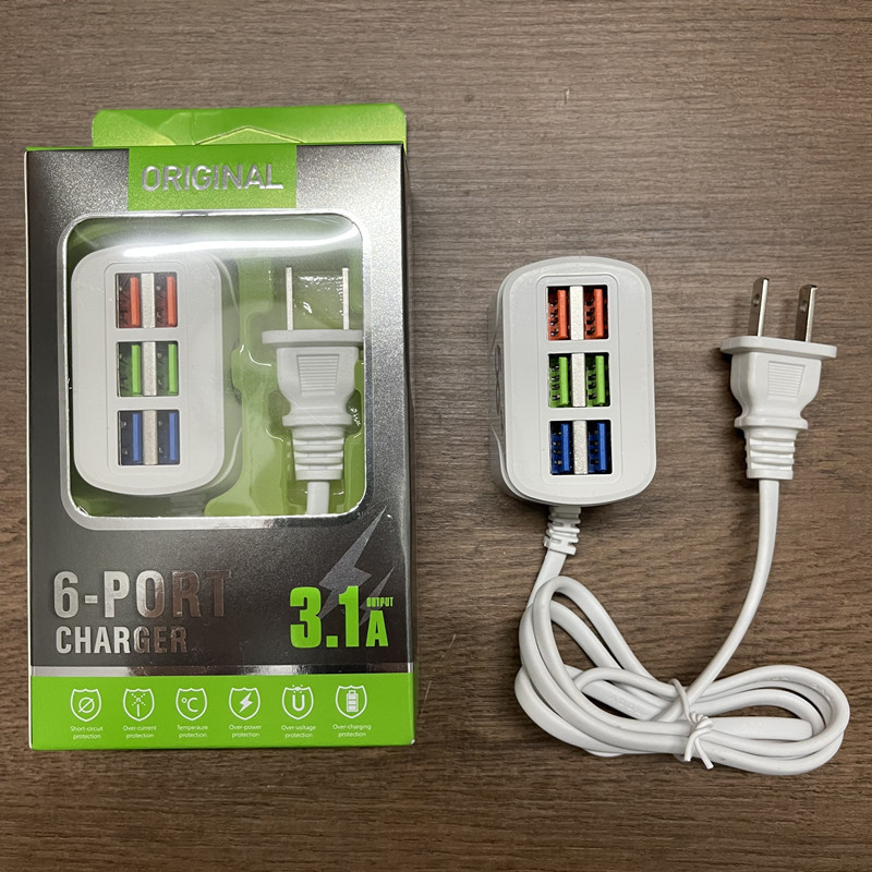 mobile phone universal charger 6usb multi-port charging head plug 3.1a socket