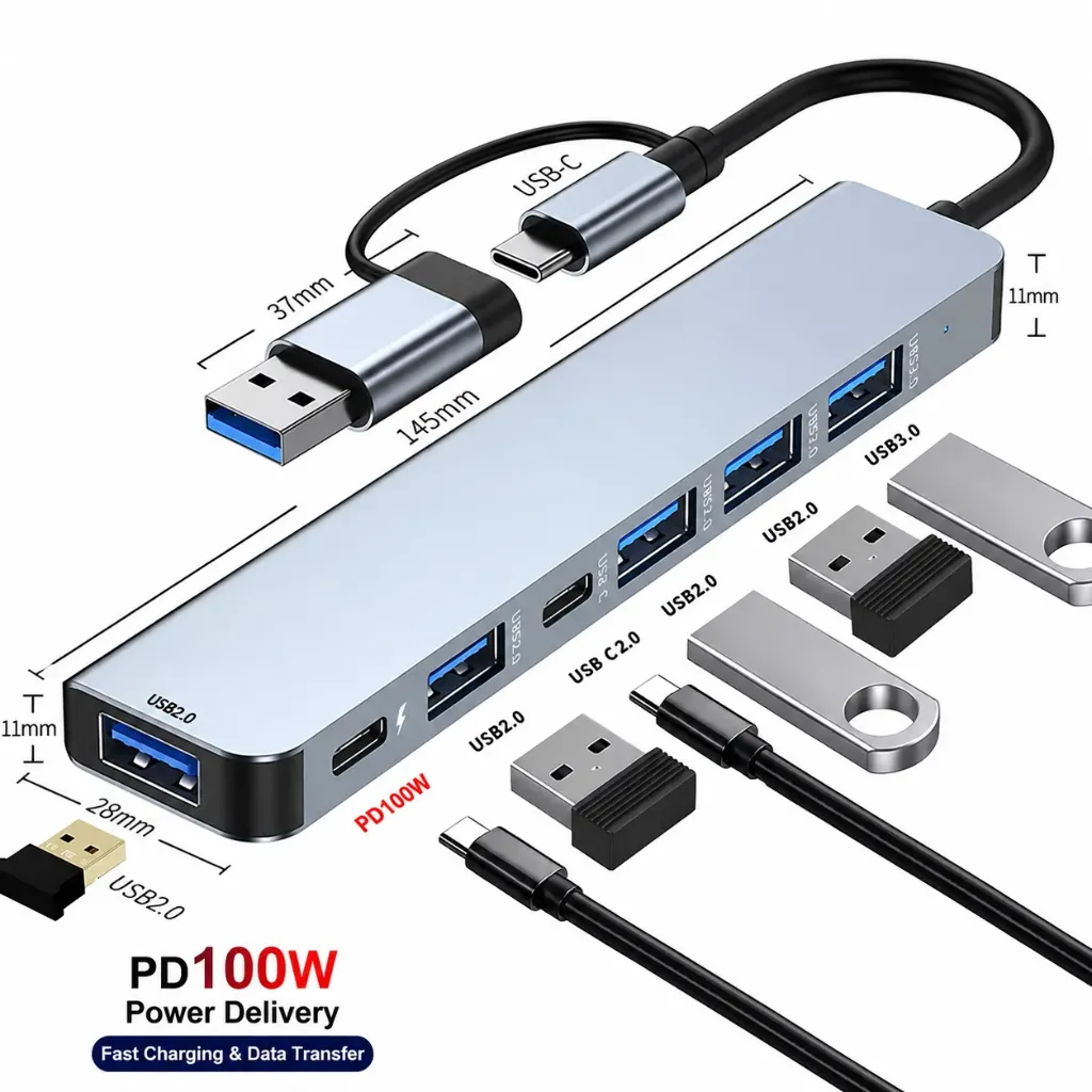 USB3.0+Type-c docking station seven-in-one USB 3.0 hub