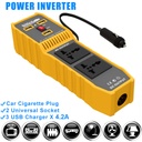 12V To 220V 200W Modified Sine Wave Inverter On Board Conversion Intelligent Three USB 4.2A Fast Charging Double Sockets