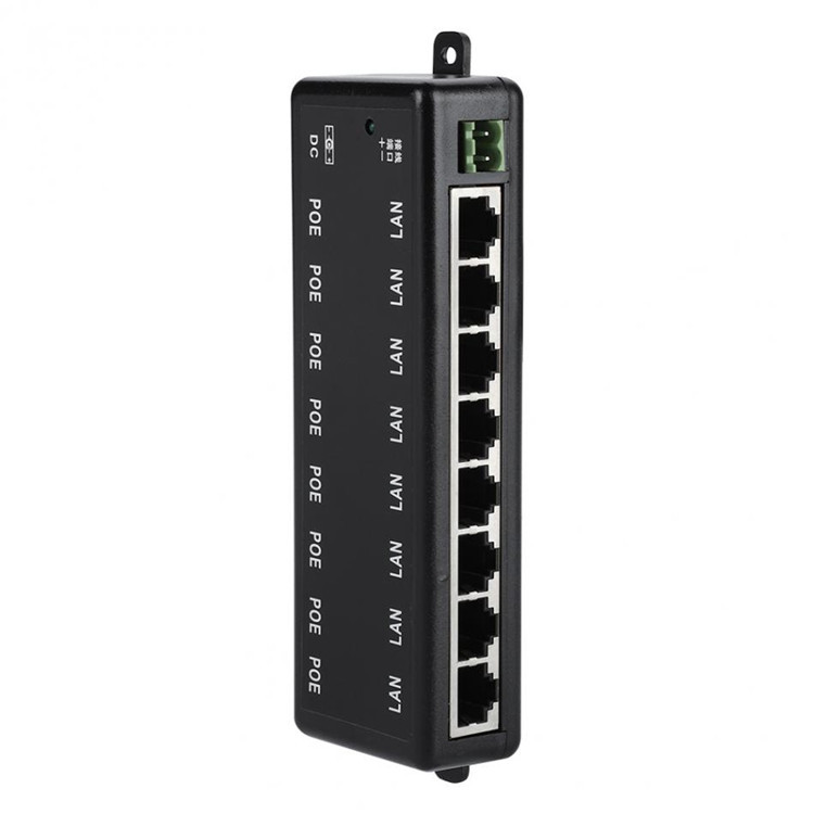 POE Injector 8 Ports POE Splitter 12V- 48V for CCTV Network POE Camera Power Supply Switch Over Ethernet IEEE802.3af