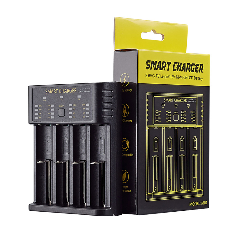 1.2V Rechargeable Battery Charger AA AAA NiMH Ni-CD Batteries 3.7V 18650 Li-ion Battery Charger 4 Slot Smart Battery Charger