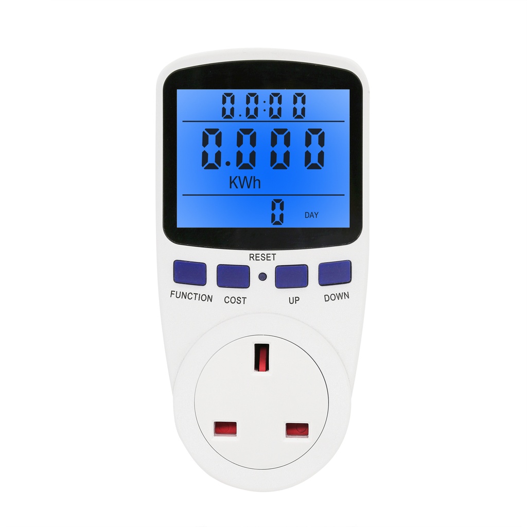 Backlight Digital Wattmeter 180V-250V Power Meter Electricity Consumption Energy Meter British Plug Household Power Metering