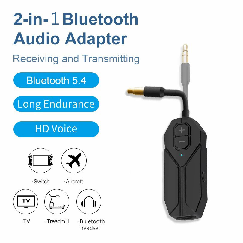 Bluetooth 5.4 Audio Transmitter Receiver 3.5MM AUX HiFi Stereo Music Wireless Audio Adapter With Mic